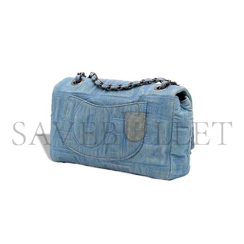 CHANEL MEDIUM PERFUME BOTTLE SINGLE FLAP CF EMBROIDERED DENIM SHOULDER BAG (25*16*6cm)